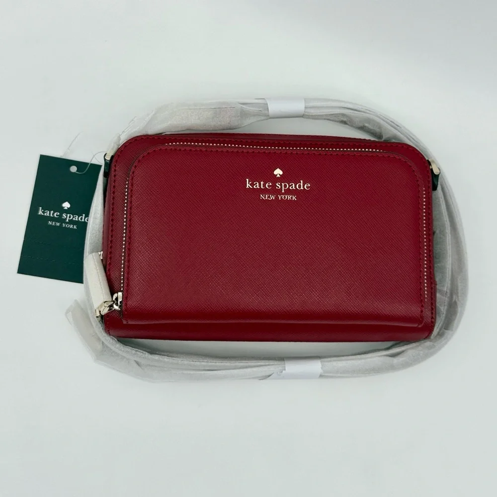 Kate Spade Staci Mini Dual Zip Around Crossbody Red Jam